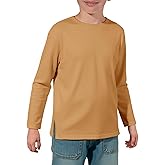 Haloumoning Boys Long Sleeve Shirts Kids Crewneck T-Shirts Casual Split Hem Fall Tops Tees 5-14 Years