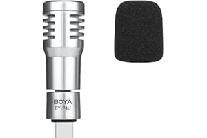 BOYA BY-P4U Mini USB-C Microphone Phone Mic for Android/Laptop/with Type-C Devices,Folding External Microphone with Wind Foam for YouTube,Vlogging,Live Stream,Video Record