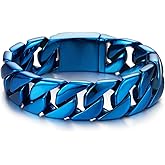 COOLSTEELANDBEYOND Mens Stainless Steel Large Curb Chain Link Bracelet Solid Curb Chain Wristband Biker Punk Jewelry Masculine Accessory
