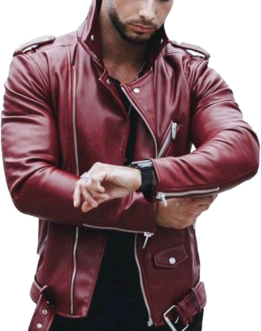 Faux Leather Jackets Wine Red 