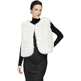 BEAUZSUZSANA Women Faux Fur Mink Vests with 2 Pockets Winter Fall Open Front Sleeveless Jacket Outwear