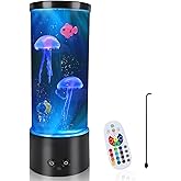 PINPON Jellyfish Lamp Color Changing Artificial Fish Tank with USB & Battery Powered Option 4 Lighting Modes Aquarium Lamp with Remote Control Mood Light for Relax