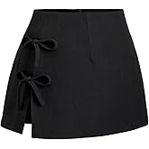 Milumia Women's Bow Knot Side Split Mini Skirt Sexy Flare Hem A Line Going Out Skorts