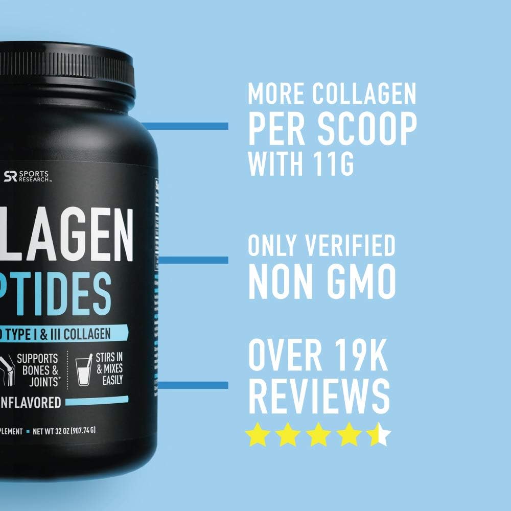 Collagen Peptides Powder 'XL' Jar 32oz | Non-GMO Verified, Certified Paleo Friendly & Gluten Free - Unflavored: Health & Personal Care