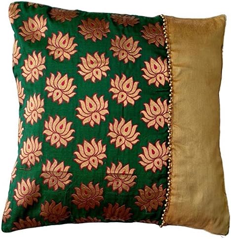 Soulfully Indian- Green Brocade Cushion Cover