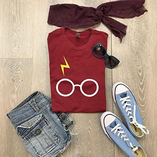Harry Potter. Harry Potter Glasses. Hand Made. Made To Order. Unisex Fit. Harry Potter T Shirt. Thunder Bolt With Glasses. Smog Blue Color. Crew Neck Shirt.