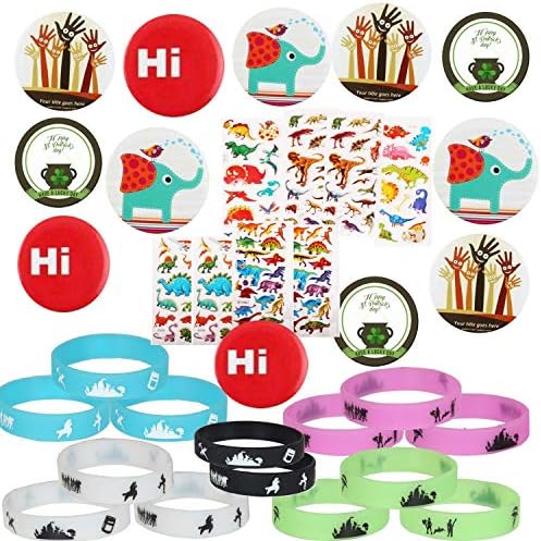 Vedio Game Party Supplies 66pcs with Bracelets Kids Birthday Party Favors - GLOW IN THE DARK 14 Badge Pins 12 Set of 40 Stickers Variety Waterproof Car Bicycle Luggage Computer Stickers Kids Adults