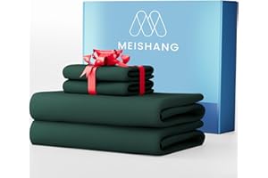 MEISHANG 1000 Thread Count Cotton Sheets King Size - 100% Egyptian Cotton, Sateen Weave, Soft & Breathable, Oeko-Tex Certified, 16" Deep Pockets - 4 Piece (King, Dark Green)