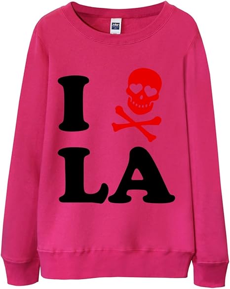 Amazon ノーブランド品 アイ ラブ ロサンゼルス ピンク Mサイズ メンズ スウェット スエット トレーナー トレーナー パーカー 通販