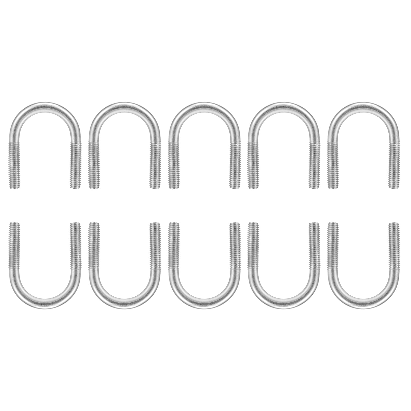 DTGN 0.94"x1.57"(DxL) Round U-Bolts - 10Pack - Good for Construction Industry - 304 Stainless Steel Round Bend U Bolt - Silver