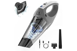 Hihhy Handheld Vacuum Cordless, Portable Rechargeable Car Vacuum with 9000PA Powerful Suction, Hand Vacuum with 9 Filters, Hand Held Vacuum Cordless for Car, Home, Pet(Grey)