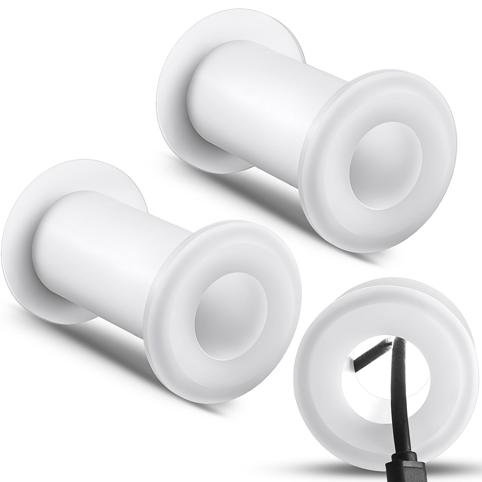 Photo 1 of Yousoontic 2 Pcs 1.20" ID Cable Pass Through Wall Port for 3 5/8"-5 1/4" Wall Thickness Wall Pass Through Grommet System Cable Pass Through Port Wall Grommets for Cables Management, White