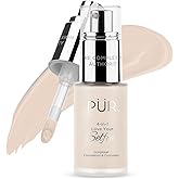 PÜR MINERALS 4-in-1 Love Your Selfie Foundation & Concealer - Longwear Full Coverage Liquid Makeup Foundation with Hydrating Blend for Refined-Looking, Natural Beauty Glow, Skin Texture & Tone