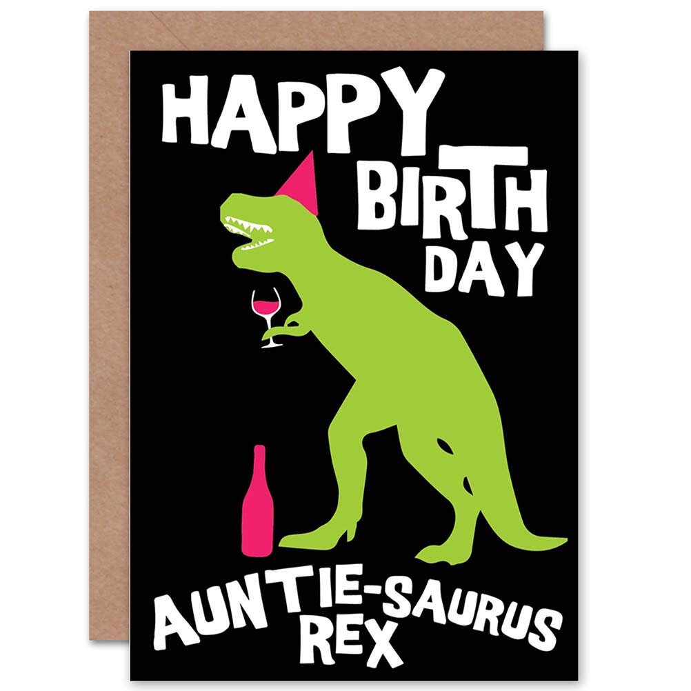 Wee Blue Coo CARD BIRTHDAY HAPPY FUN DINOSAUR T-REX PARTY AUNTIE GIFT CP2765