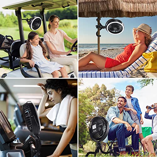 Golf Cart Fan, 8 inch 10000mAh Rechargeable Portable Fan, Battery