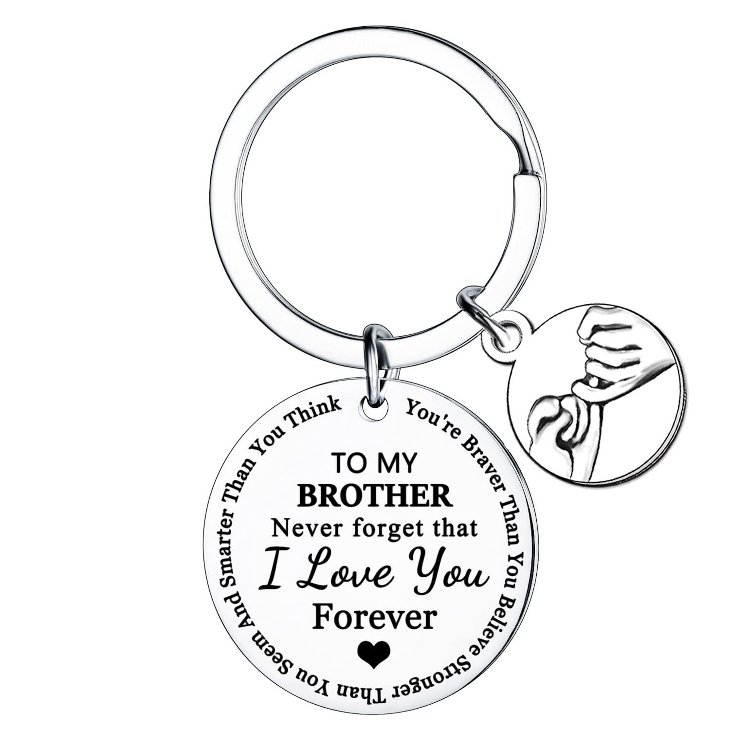 Nimteve Brother Keyring Brother Gifts Key ring from Sister Brothers Birthday Gift for Brother Keyrings Christmas Gifts Friendship Never Forget That I Love You Forever Best Friend Keychain