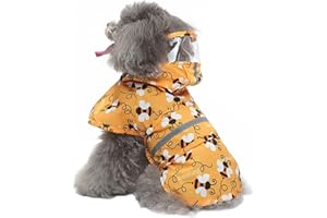 IOICYBF Dog Raincoat Hooded, Reflective Dog Slicker Poncho Adjustable Waterproof Lightweight Rain Jacket for Dogs,Bee,M