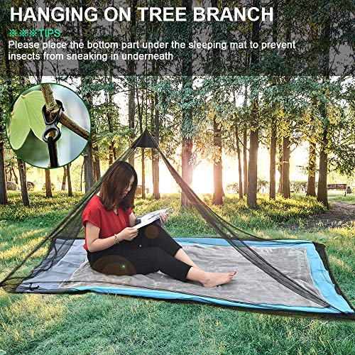 OTraki Camping Mosquito Net for Single Sleeping Bag Travel Portable Anti Mosquito Nets with Carry Bag 4 PCS Stakes Outdoor Insect Netting Cover Canopy Lightweight Mesh Tent Black