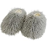 Unisex Fuzzy Faux Fur Slippers Women Fluffy Long Hair Sheep Furry House Slippers Anti-Slip Fuzzy Slip On Shoes Indoor Outdoor