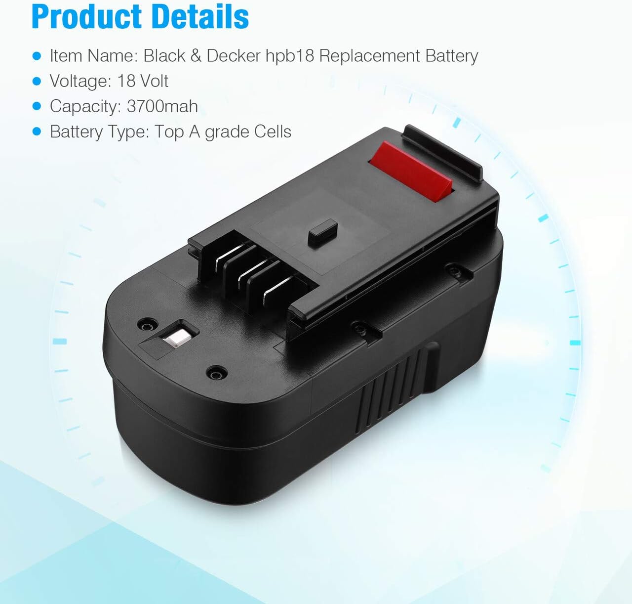 Powerextra Upgraded 2 Pack 3700mAh 18Volt HPB18 Replacement Battery Compatible with Black and Decker HPB18 HPB18-OPE 244760-00 A1718 FS18FL FSB18 Firestorm Black and Decker 18 Volt Battery - - 