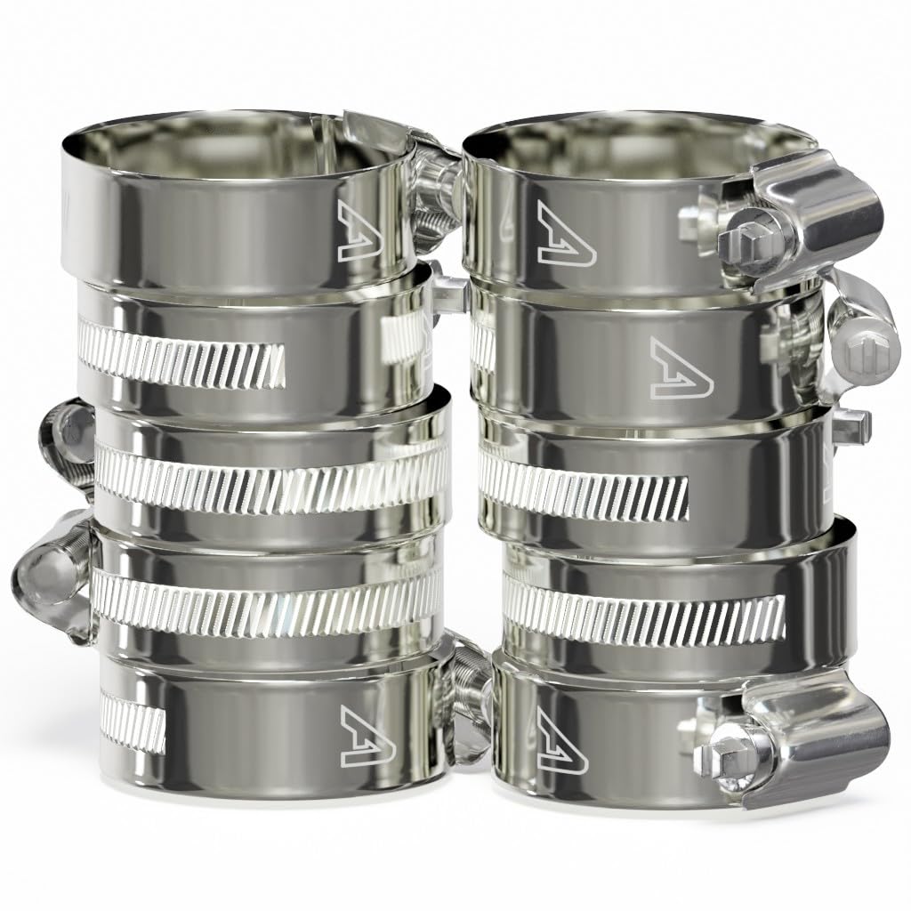 10 Pack - 135mm > 165mm Worm Drive 304 Stainless Steel Hose Pipe Clamps Clips