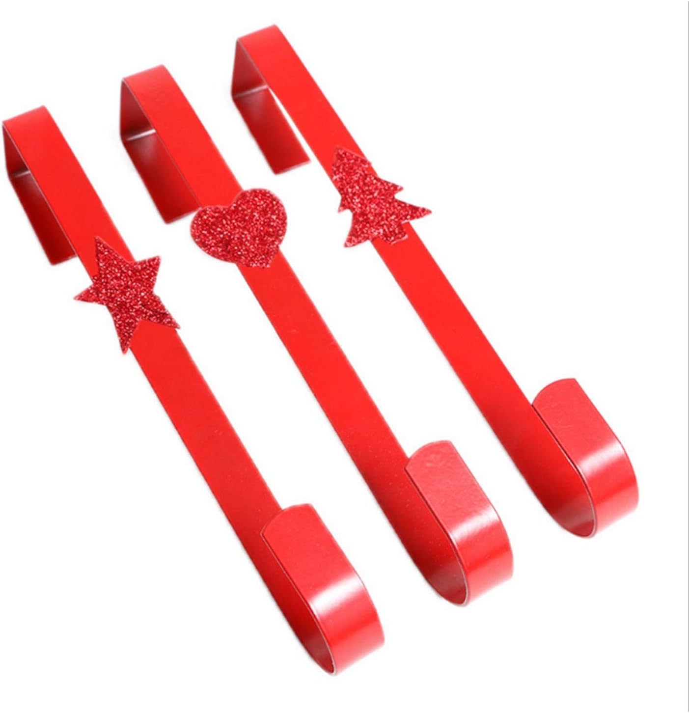 Luminiu 3 x Red Metal Wreath Hooks for Christmas Hangers, Strong