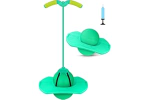 Christoy Pogo Jumper with Handle and Ball Pump, High Jump Toy Bounce Jump Trick Board Pogo Bouncing Ball Safe and Fun Pogo Stick for Kids Boys Girls and Adults (Green)