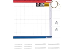 YNSZAS 𝙉𝙀𝙒 Professional Volleyball Net Heavy Duty, 46 FT Aircraft Steel Cable, Upgraded Weather Resistant, Portable for Outdoor & Indoor, Pool, Trees, Backyard, Yard, Beach, Park, 32x3FT(Net Only)