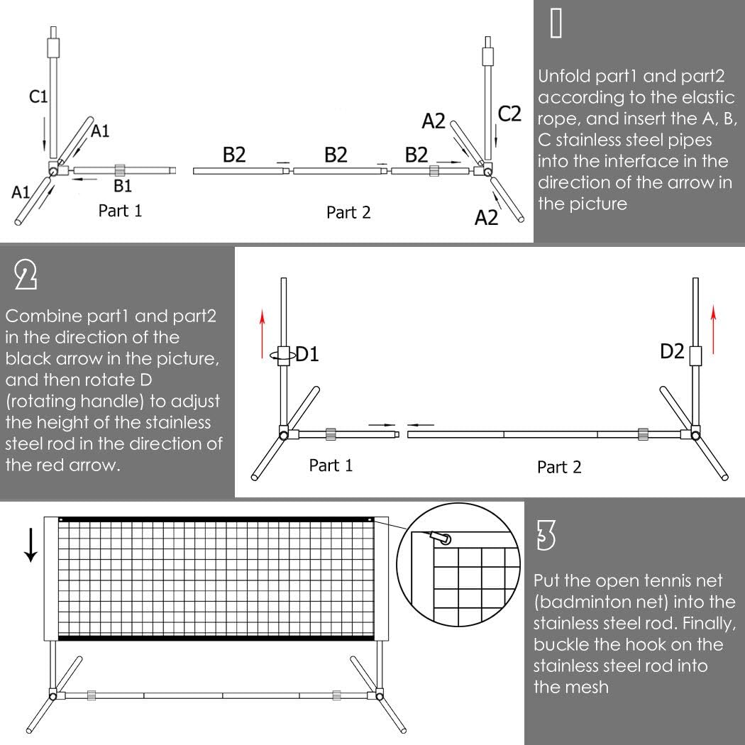 Mayhawk Badminton Net Set Net for Tennis, Easy Setup Nylon Sports Net with Stainless Steel Poles-for Indoor or Outdoor Courts, Beach, Driveways (17ft) : Sports & Outdoors