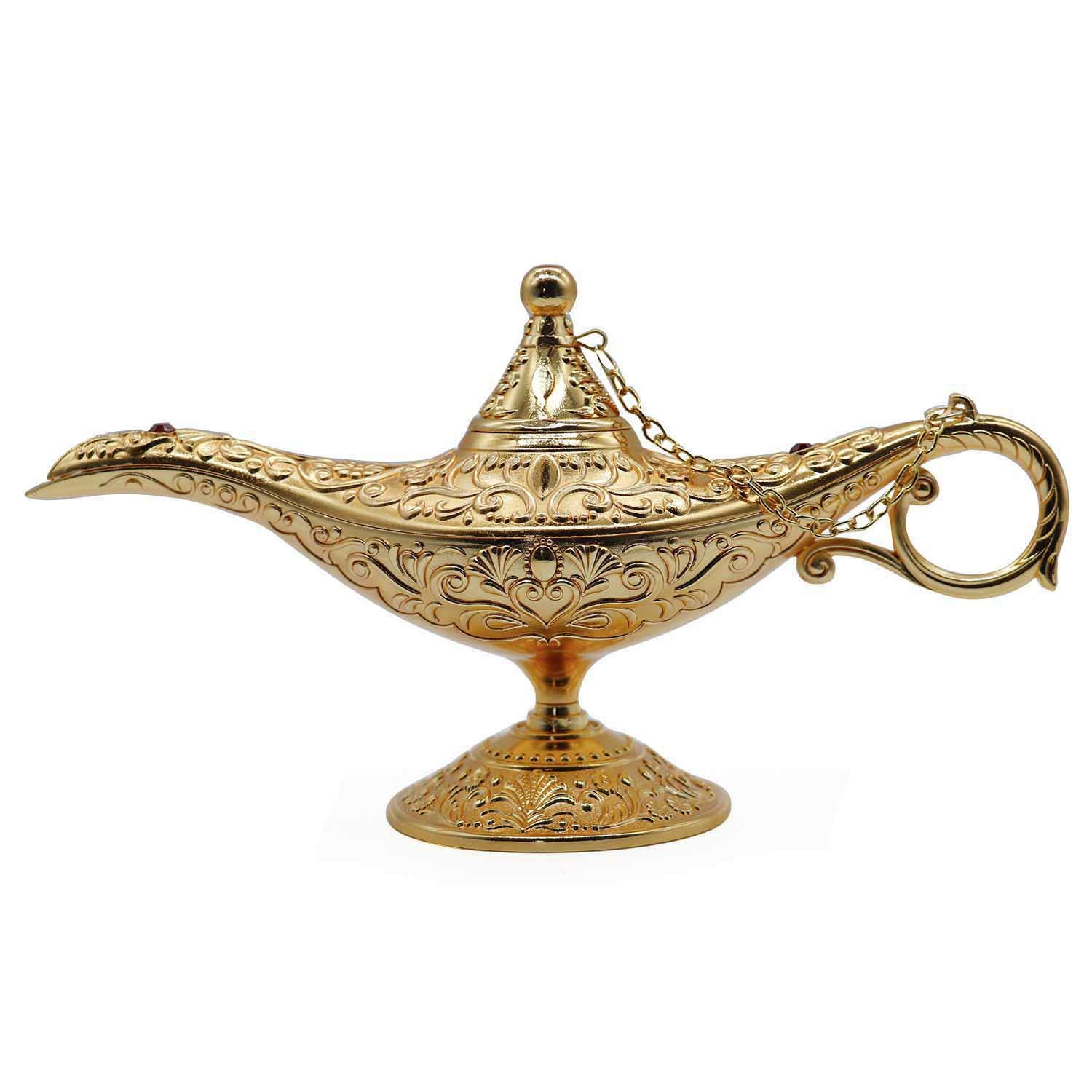 AVESON Luxury Classic Vintage Collectable Rare Legend Aladdin Magic Genie Costume Lamp Home Table Decoration & Gift, Gold