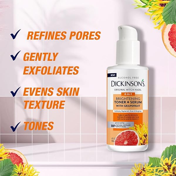 DICKINSON’S WITCH HAZEL BRIGHTENING TONER + SERUM WITH GRAPEFRUIT