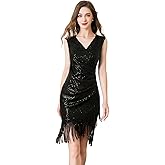 RZTA Women Flapper Dresses 1920s V Neck Beaded Fringed Great Gatsby Club & Night Out Dresses