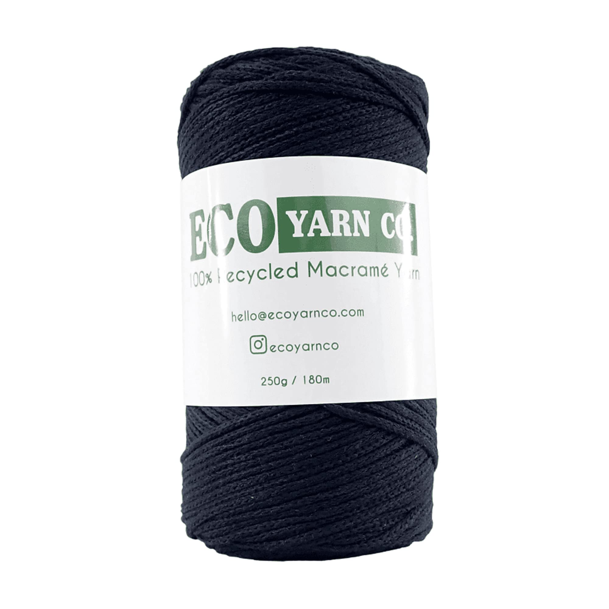 Black Cotton/Polyester Macrame Yarn, 180m (250g)