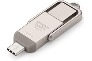 鶹 Basics Clé USB Flash Drive avec USB C et USB A Dual Ports 128 Go Champagne Silver