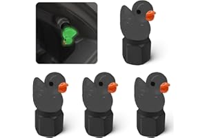 xbrtaia 4 Pack Cute Duck tire Valve caps, Glow in The Dark Tire Valve Caps, Interesting and Practical Tire Decoration, Can be Used for Cars, Motorcycles, Trucks, and Bicycles.(Black)