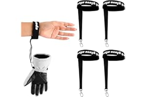 4pcs Sport Glove Safety Straps, Elastic Ski Glove Wrist Leashes Handcuff with Metal Clips Anti-Lost Gloves Holder Lanyard for