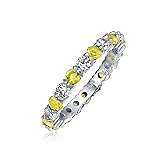 Cubic Zirconia Yellow White Alternating Stackable