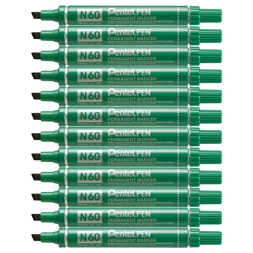Pentel N60 Chisel Point Marker - Green (Pack of 12)