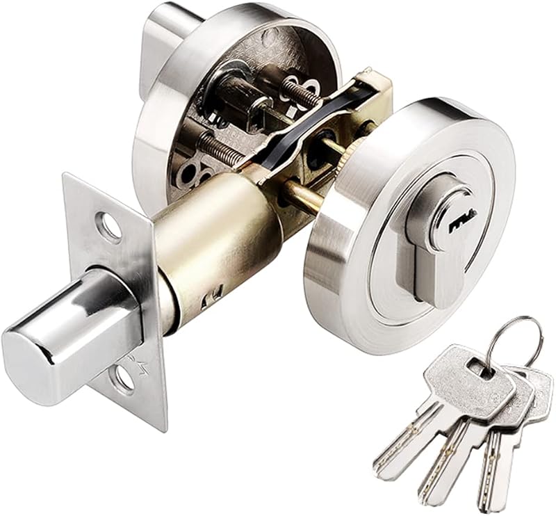 Qrity Single Cylinder Round Deadbolt Lock with Keys Modern Zinc Alloy