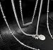 Gleamart Women Multi-Layer Sequins Choker Layered Beads Long Sweater Chain Necklace with Cross Pendant Silver