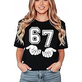 67 Shirt for Women, Funny 6 7 Shirts, 67 Hand T-Shirt Gift, Six Seven Short Sleeve Tops