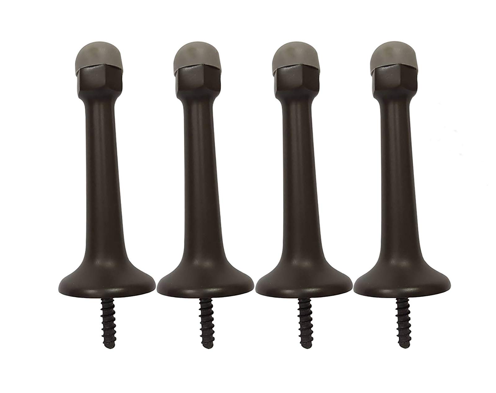 QCAA Solid Brass Heavy Door Stop, Arrow Base Stop, 3-1/4", Matte Black with Grey Tip, 4 Pack