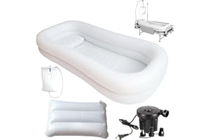 TUSAUW Inflatable Bathtub PVC Medical Inflatable Bathtub Kit with Water Bag Electric Air Pump Double Layer Portable Bathtub for Bedridden for Elder Disabled Bedridden (Double Layer)