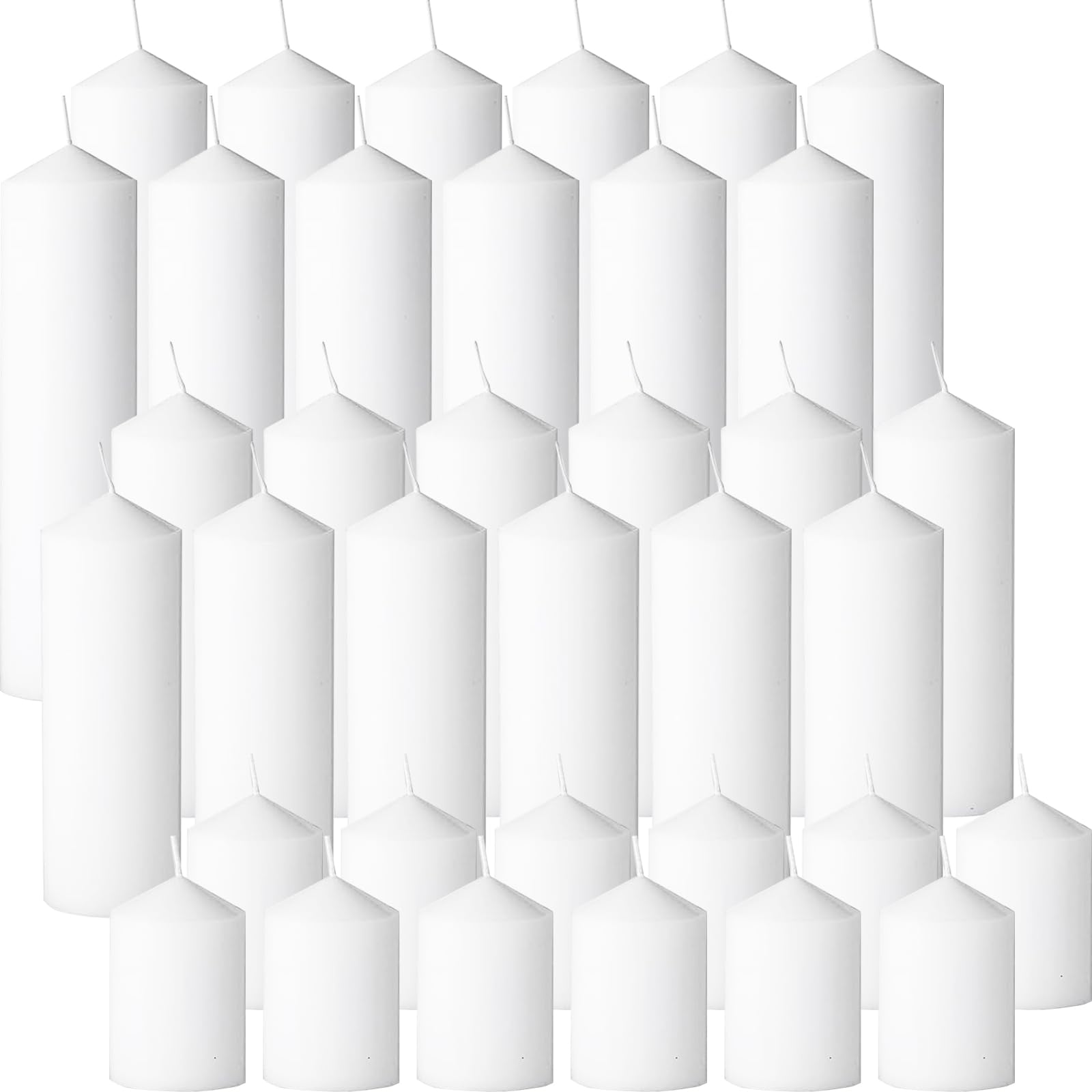 Photo 1 of Trxvxo 36 Pcs White Pillar Candles Bulk Set?3 Different Lengths 2 x 3/4/6 Inch (12 Each)?Hurricane Candles?Dripless Unscented Smokeless?Gives You a Better Atmosphere When Organizing an Event Party.