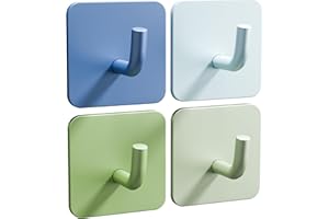 DEKAZIA Children's Coat Hooks Set of 4 Boys Blue/Green Children's Coat Hooks Wall Hooks Children's Room Adhesive Hooks Self-A