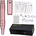 Permanent Makeup Rotary Tattoo Machine Eyebrow Pen Machine with 10PCS Needles For Eyebrows,Lips,Eyeliners B950b (Rose Gold)