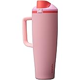 Owala FreeSip Tumbler Insulated Stainless Steel Water Bottle with Built-in Straw and Side Handle, For Travel, Work, School, and Sports, 40oz, BPA Free, Leak Proof, Angel Food Cake