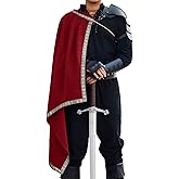 Runcati Mens Renaissance Shawl Half Shoulder Cape Medieval Samurai Cloak LARP Warrior Ren Faire Halloween Costume