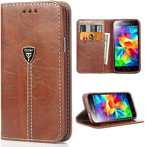 iDoer Galaxy S5 Case Slim Magnetic Flip Leather Wallet Protective Case Cover for Samsung Galaxy S5 NEO - Coffee