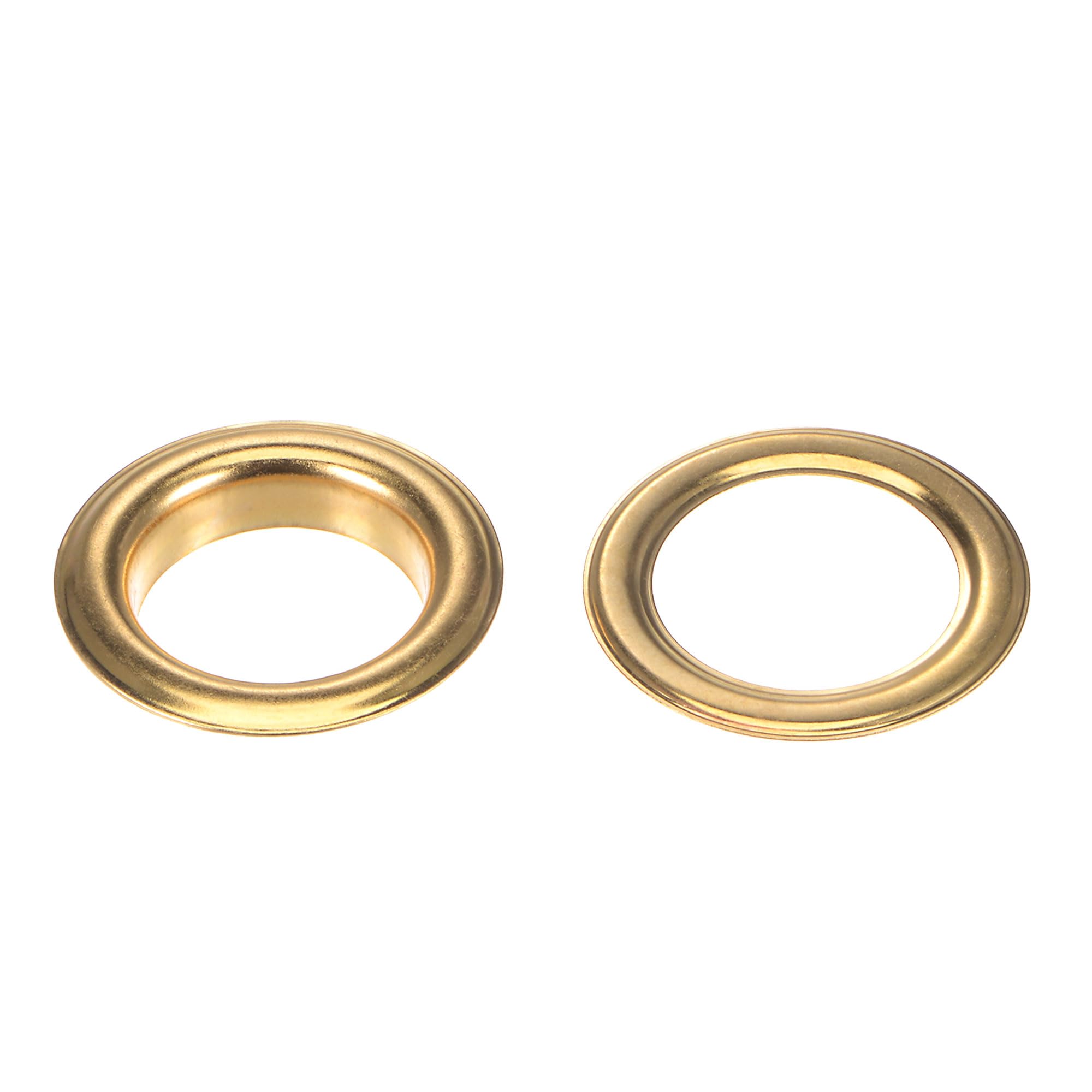 uxcell 50 Sets 26mm 1" Hole Copper Grommets Eyelets Gold Tone for Fabric Leather Canvas Curtain Clothing